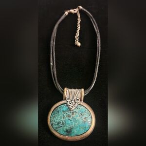 Turquoise and Silver Pendant Necklace